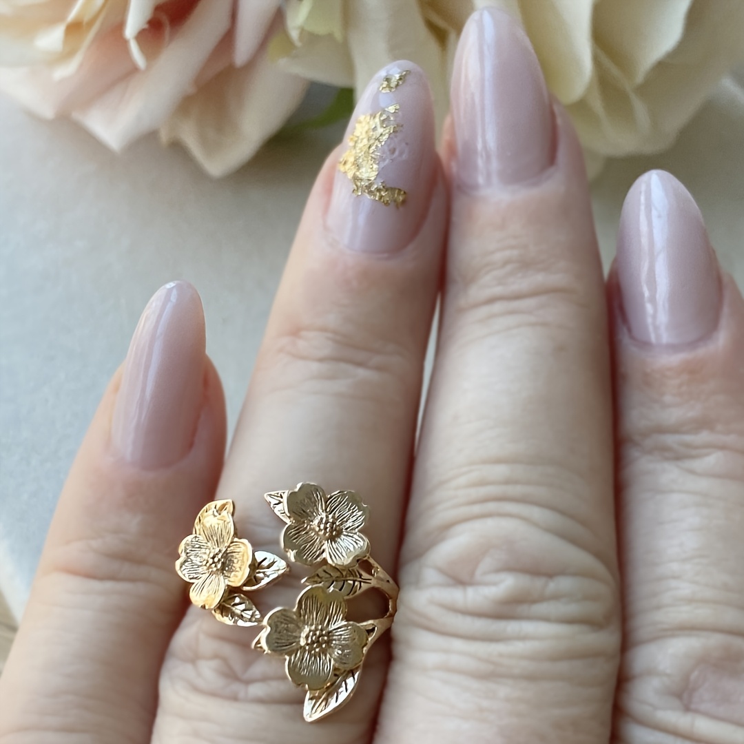 Bohemian Copper Floral Stone Open Ring Middle Eastern Inspired Jewelry